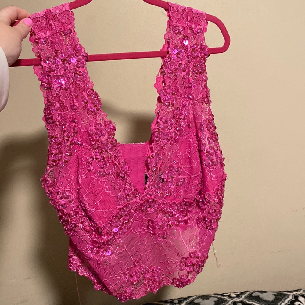Bebe sparkly pink blouse size large